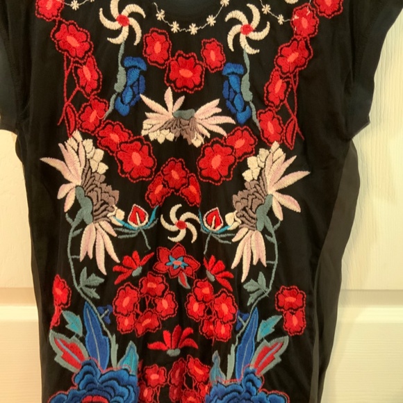 Johnny Was Biya Embroidered Black Teesha Boho Tunic Dress Size Small - Picture 4 of 10